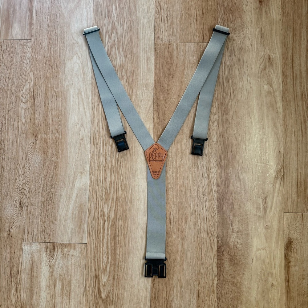 The Original Perry Khaki Elastic Hook On Belt Suspenders Made in USA